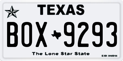 TX license plate BOX9293