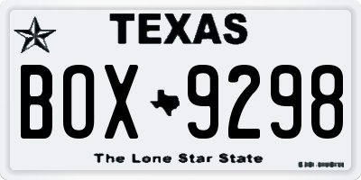 TX license plate BOX9298