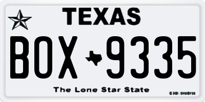 TX license plate BOX9335