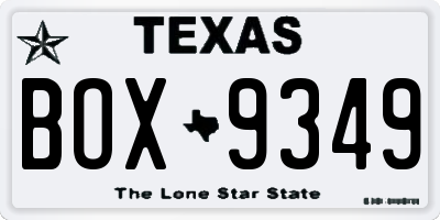 TX license plate BOX9349