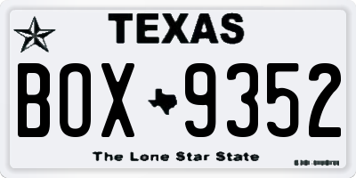 TX license plate BOX9352