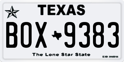 TX license plate BOX9383