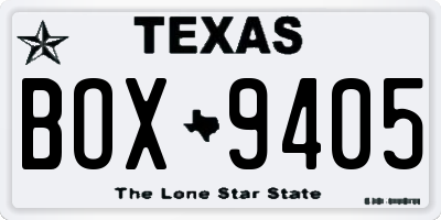 TX license plate BOX9405