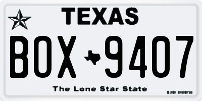 TX license plate BOX9407