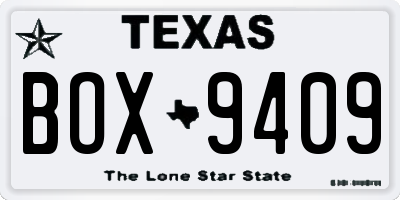 TX license plate BOX9409