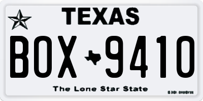 TX license plate BOX9410