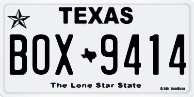 TX license plate BOX9414