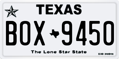 TX license plate BOX9450