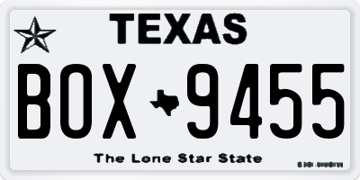 TX license plate BOX9455