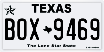 TX license plate BOX9469