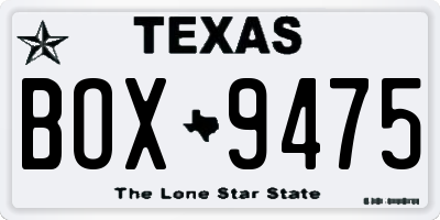 TX license plate BOX9475