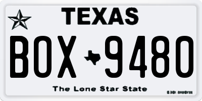TX license plate BOX9480