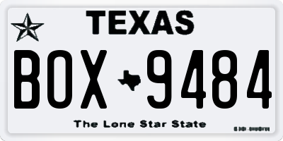 TX license plate BOX9484