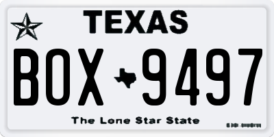 TX license plate BOX9497