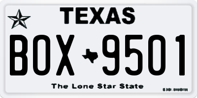 TX license plate BOX9501