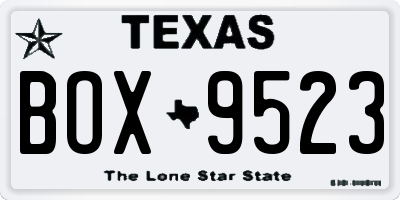 TX license plate BOX9523