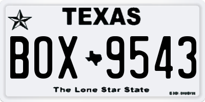 TX license plate BOX9543