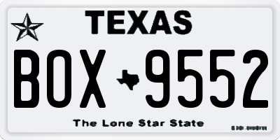 TX license plate BOX9552
