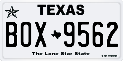 TX license plate BOX9562