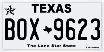 TX license plate BOX9623