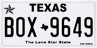 TX license plate BOX9649