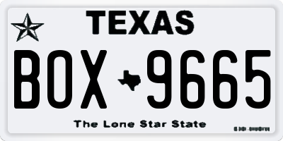 TX license plate BOX9665