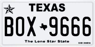 TX license plate BOX9666