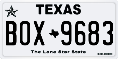 TX license plate BOX9683