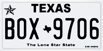 TX license plate BOX9706