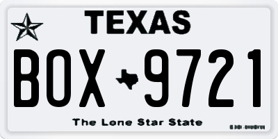 TX license plate BOX9721