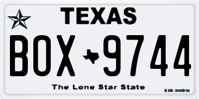 TX license plate BOX9744