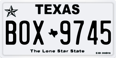 TX license plate BOX9745