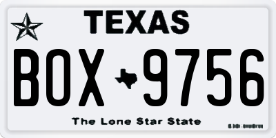 TX license plate BOX9756
