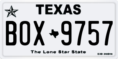 TX license plate BOX9757