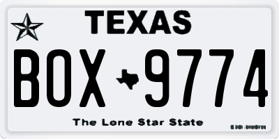 TX license plate BOX9774