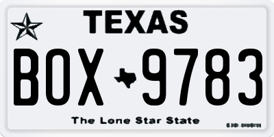 TX license plate BOX9783
