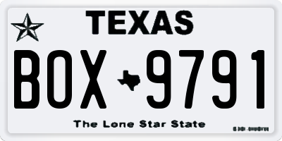 TX license plate BOX9791