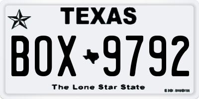 TX license plate BOX9792