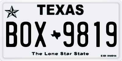 TX license plate BOX9819