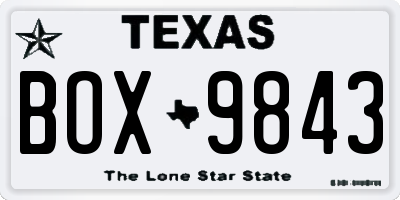 TX license plate BOX9843