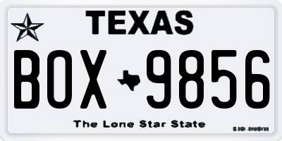 TX license plate BOX9856