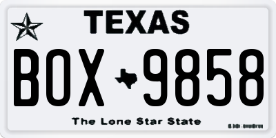 TX license plate BOX9858