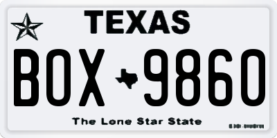 TX license plate BOX9860