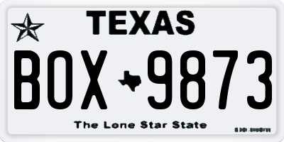 TX license plate BOX9873