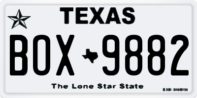 TX license plate BOX9882