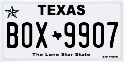 TX license plate BOX9907