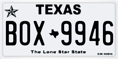 TX license plate BOX9946