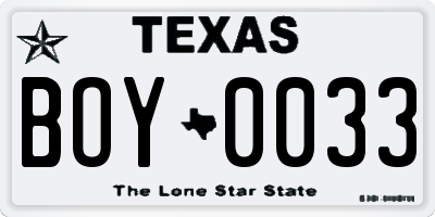 TX license plate BOY0033