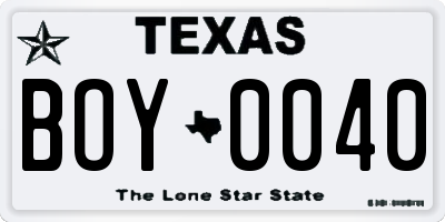 TX license plate BOY0040