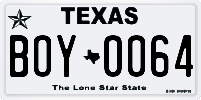 TX license plate BOY0064
